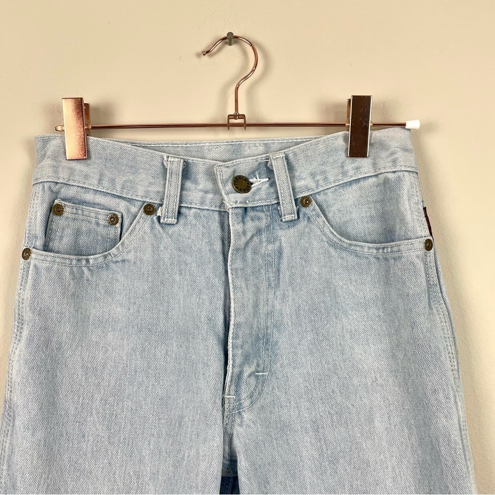 French Star Vintage 70s Jeans High Rise Light Wash Zipper Back Pocket Size 27‎ - Picture 2 of 16